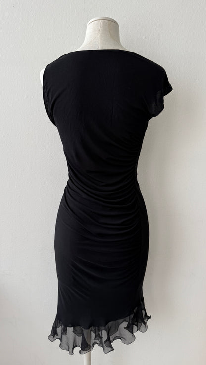 Emanuel Ungaro 2004 Black Silk Ruffle Dress (S)
