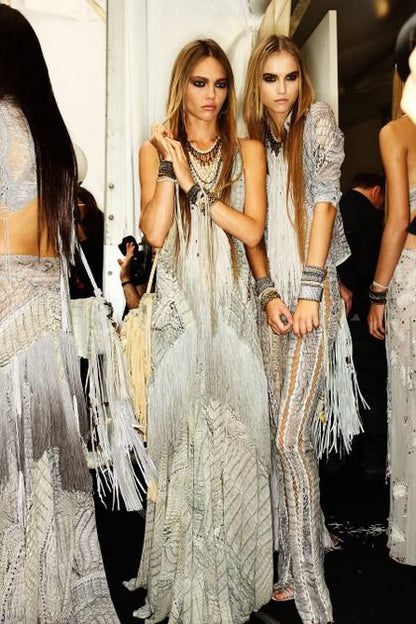 Backstage photo of the Roberto Cavalli S/S 2011 dress.