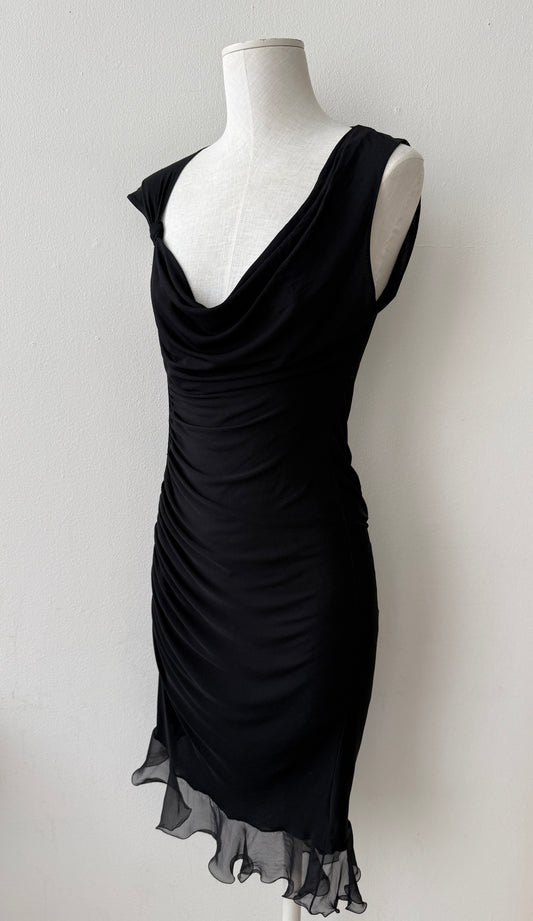 Emanuel Ungaro 2004 Black Silk Ruffle Dress (S)
