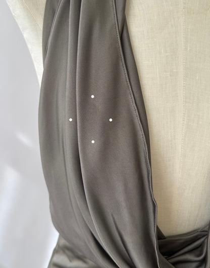 Versace 2000s Plunging Silver Open Back Chain Dress (S)