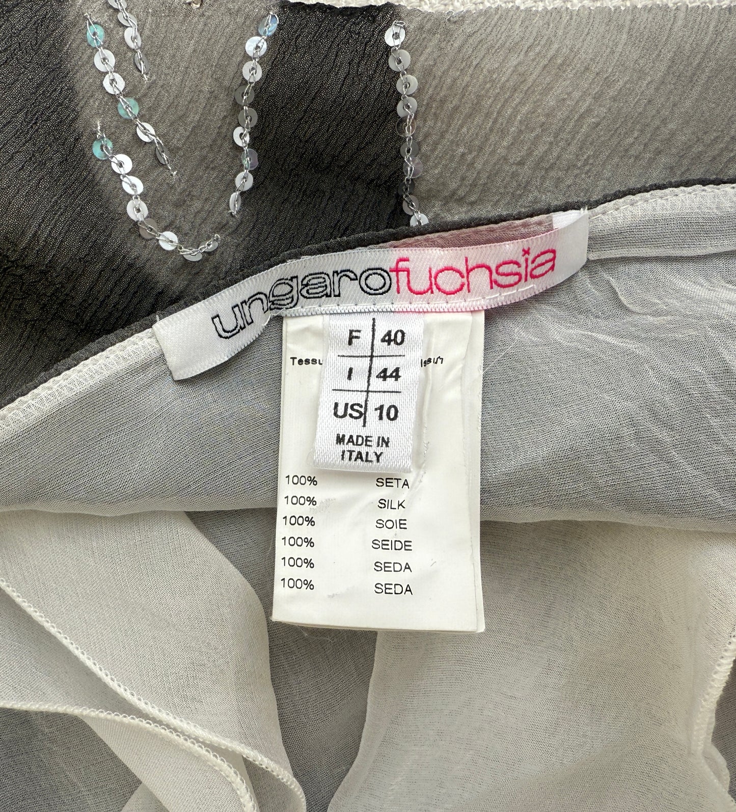 Emanuel Ungaro Fuchsia Silk Halter Open Back Flower Top (XS-L)