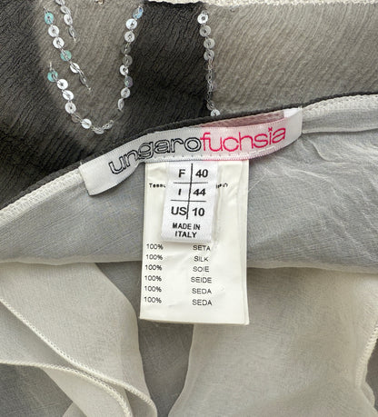 Emanuel Ungaro Fuchsia Silk Halter Open Back Flower Top (XS-L)