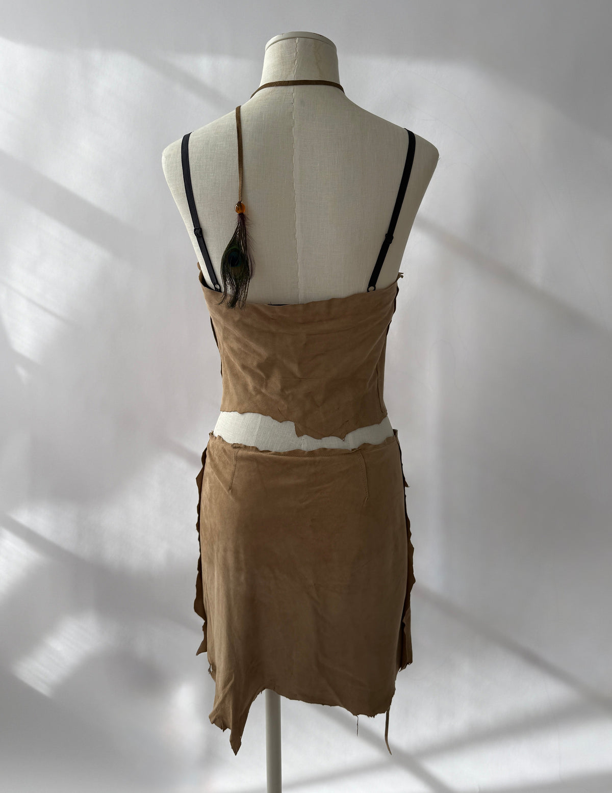 Dolce & Gabbana 2001 Frayed Suede and Feather Set (S)