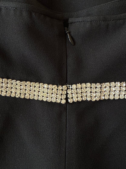 Dolce & Gabbana 1995 Rhinestones Black Halter Mini Dress (XS-S)