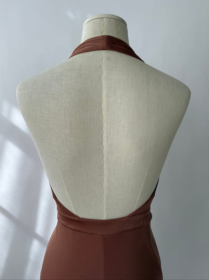 Versace 2005 Vintage Runway Brown Backless Wrap Dress (M)