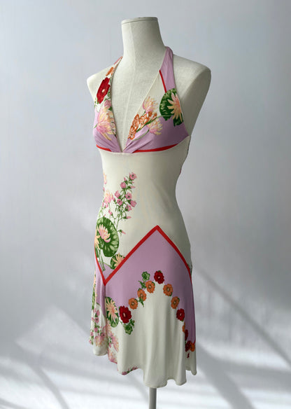 Versace 2000s Vintage Floral Halter Dress (S)