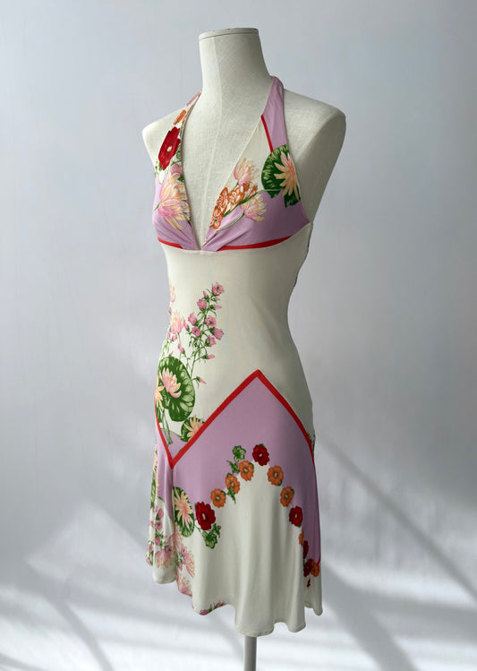 Versace 2000s Vintage Floral Halter Dress (S)