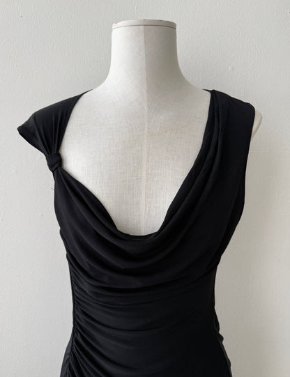 Emanuel Ungaro 2004 Black Silk Ruffle Dress (S)