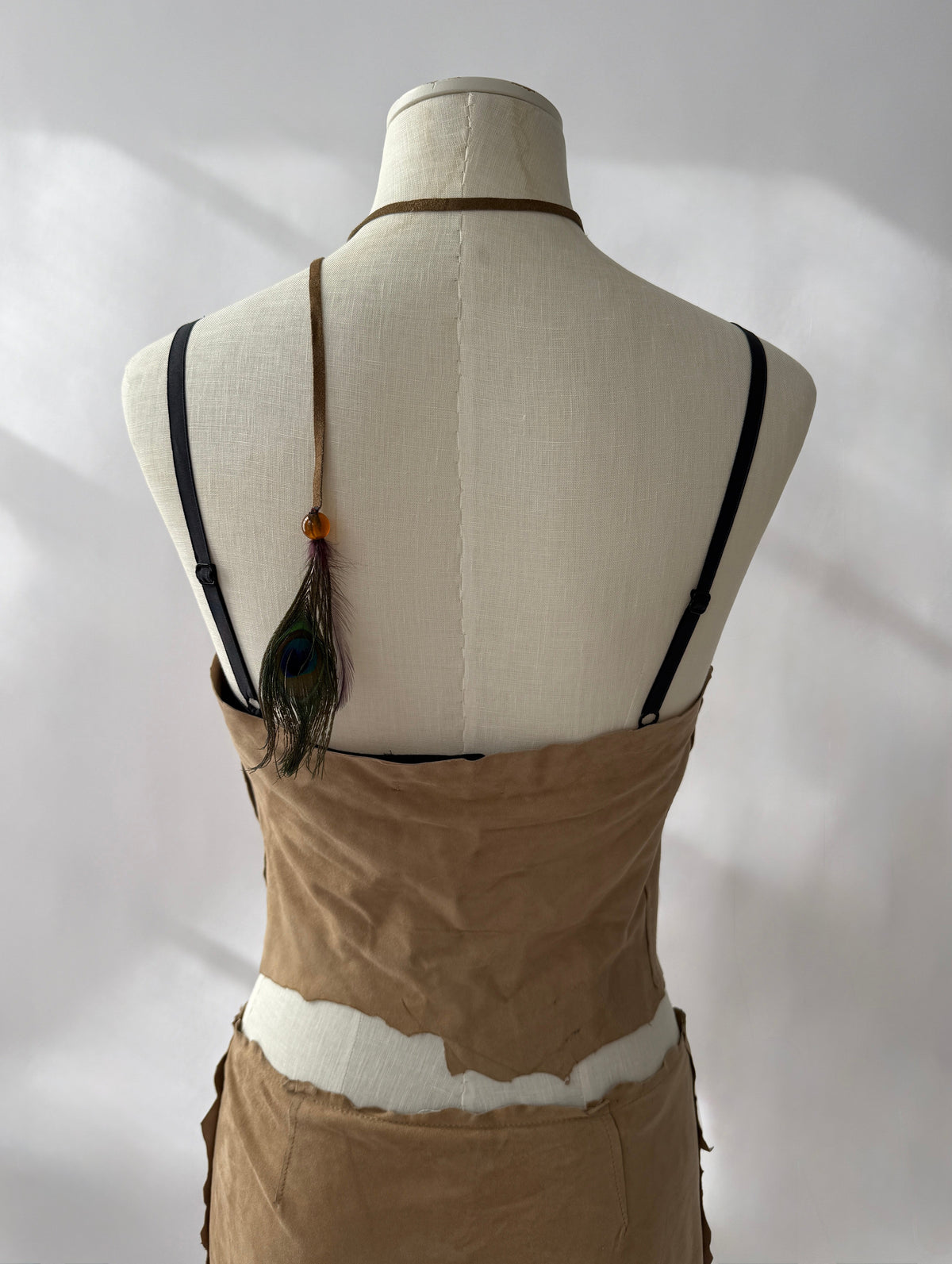 Dolce & Gabbana 2001 Frayed Suede and Feather Set (S)