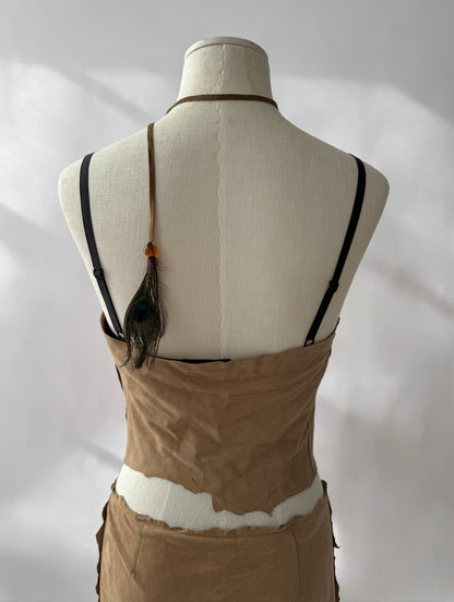 Dolce & Gabbana 2001 Frayed Suede and Feather Set (S)