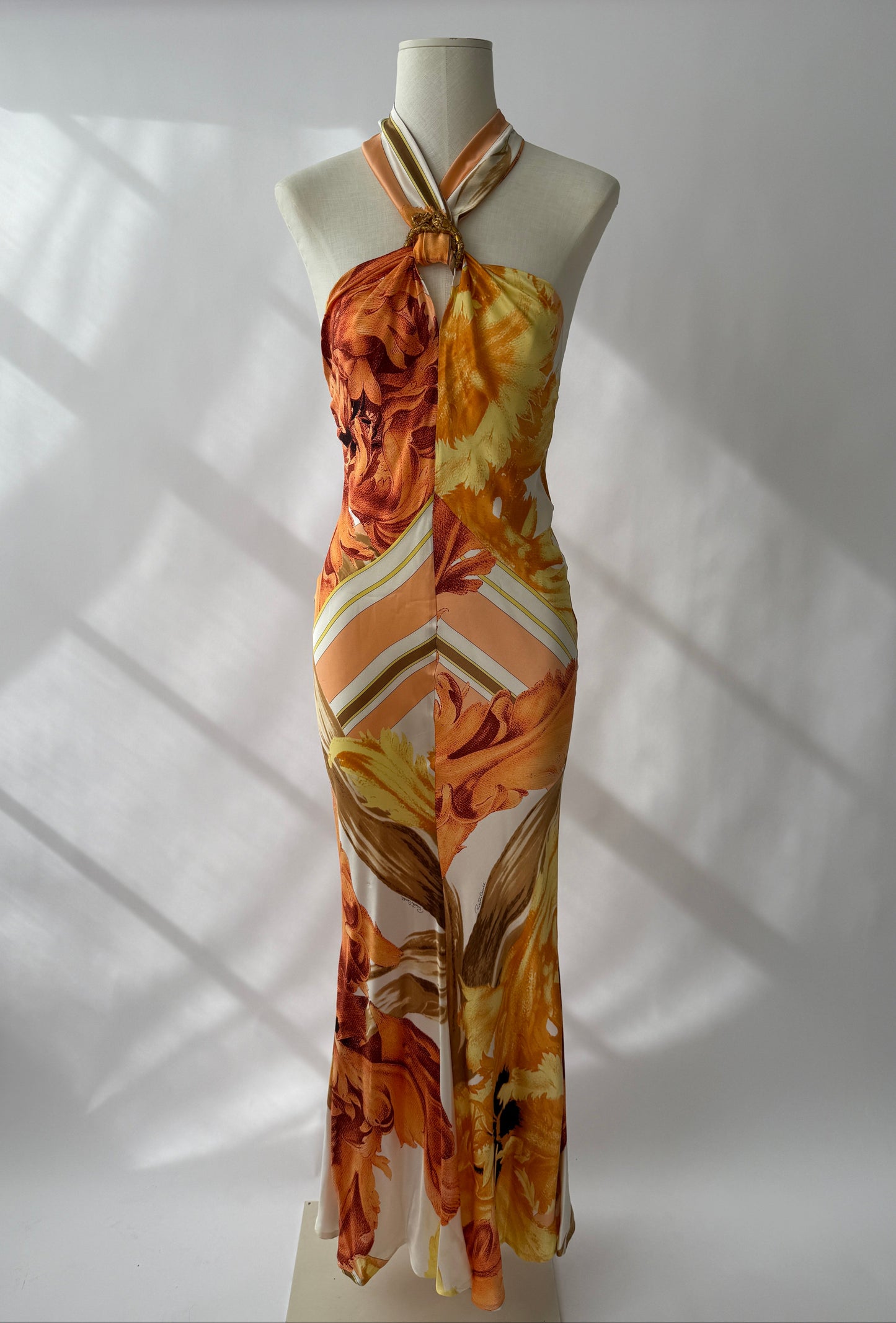 Roberto Cavalli 2005 Vintage Silk Printed Halter Dress (M)
