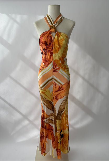 Roberto Cavalli 2005 Vintage Silk Printed Halter Dress (M)