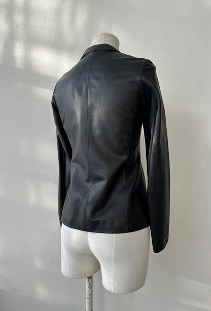 Jil Sander Minimalist Zipper Leather Jacket in size S.