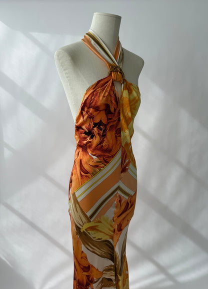 Roberto Cavalli 2005 Vintage Silk Printed Halter Dress (M)