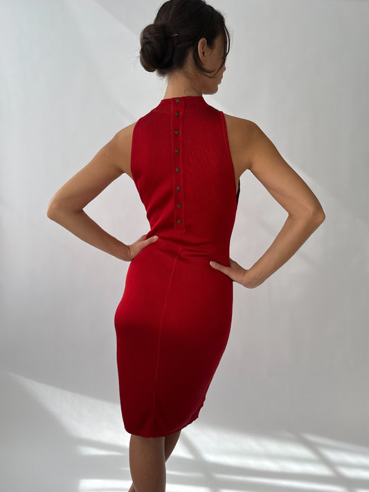 Backview of the Alaïa 1986 Vintage Runway Dress on a model.