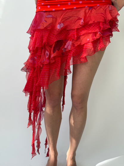 Emanuel Ungaro S/S 2003 Ruffle Halter Runway Dress (XS)
