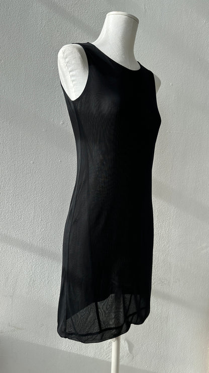 Gucci by Tom Ford S/S 1998 Double Layered Semi Sheer Little Black Dress (XS/S)