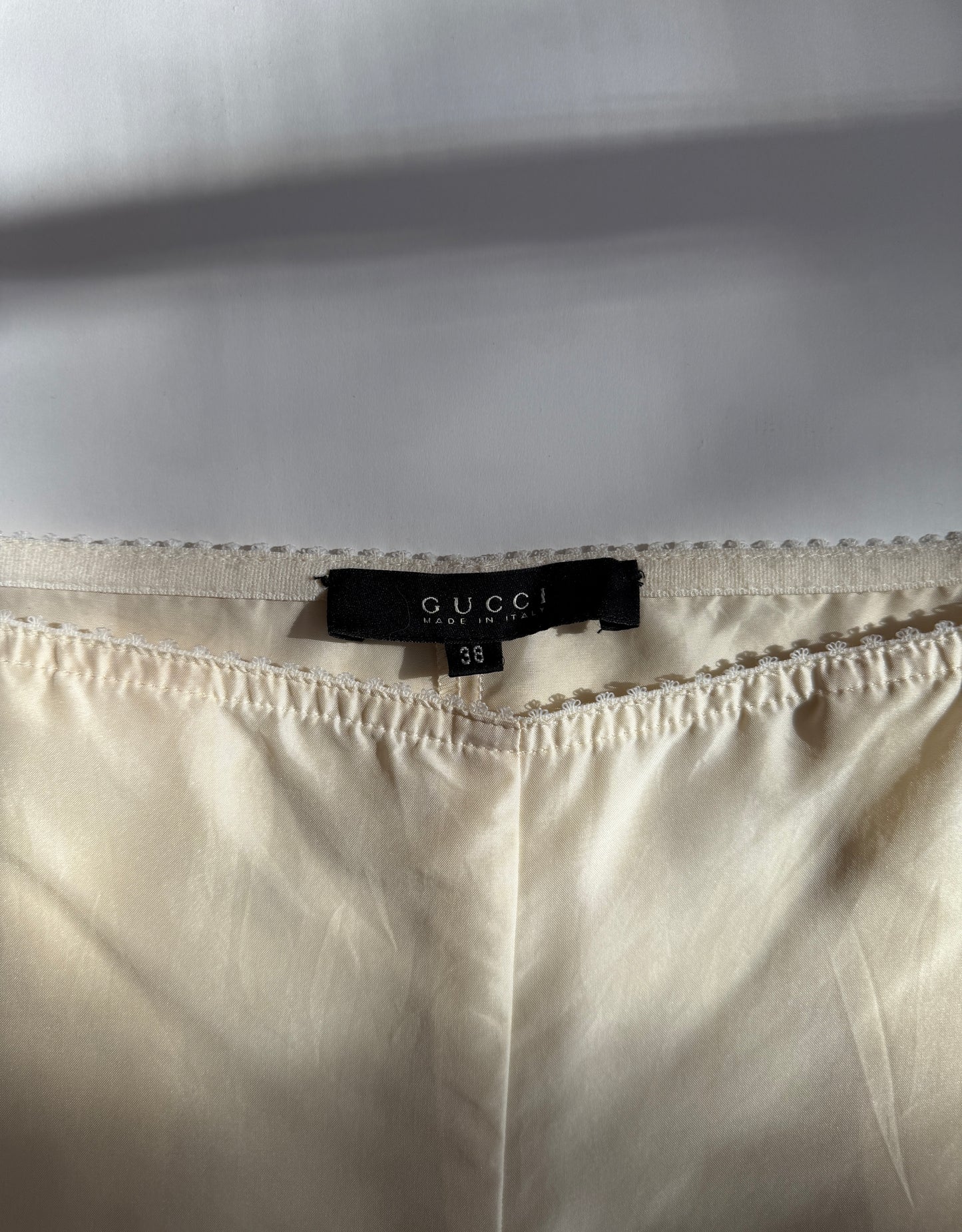 Gucci by Tom Ford 2002 White Silk Semi-Sheer Pants (XS)
