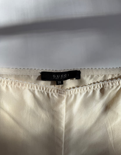 Gucci by Tom Ford 2002 White Silk Semi-Sheer Pants (XS)