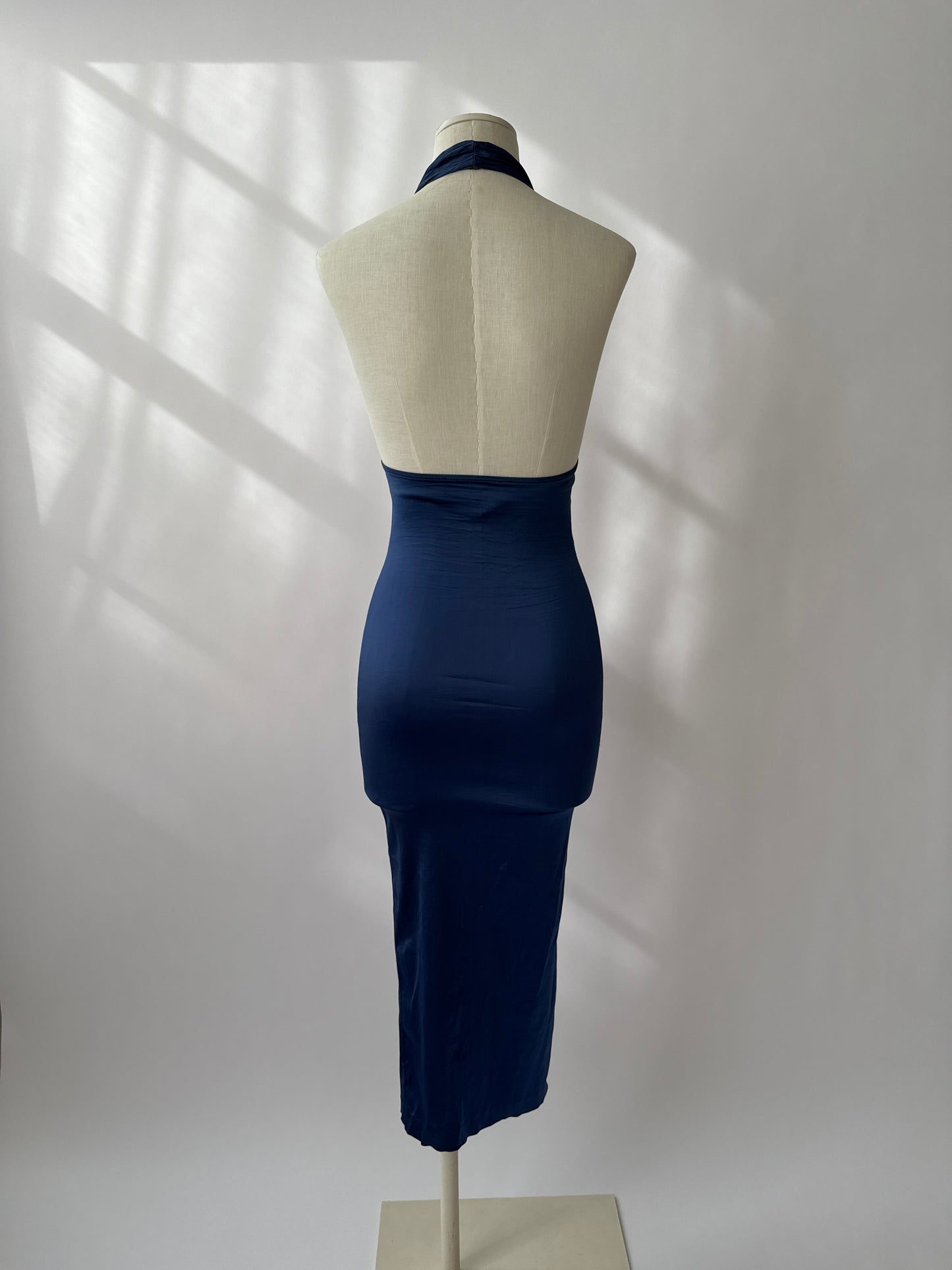 Blumarine S/S 1990 Vintage Blue Pearl Halter Dress (XS-M)
