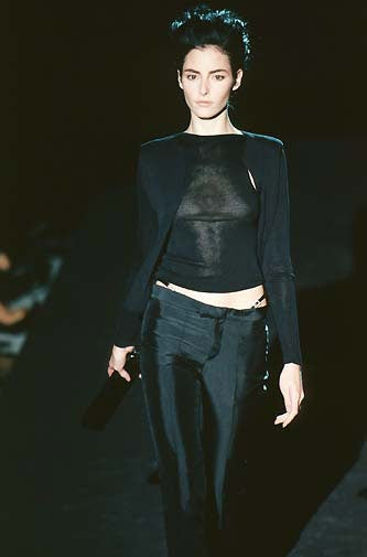 Gucci by Tom Ford S/S 1998 Double Layered Semi Sheer Little Black Dress shown on the runway