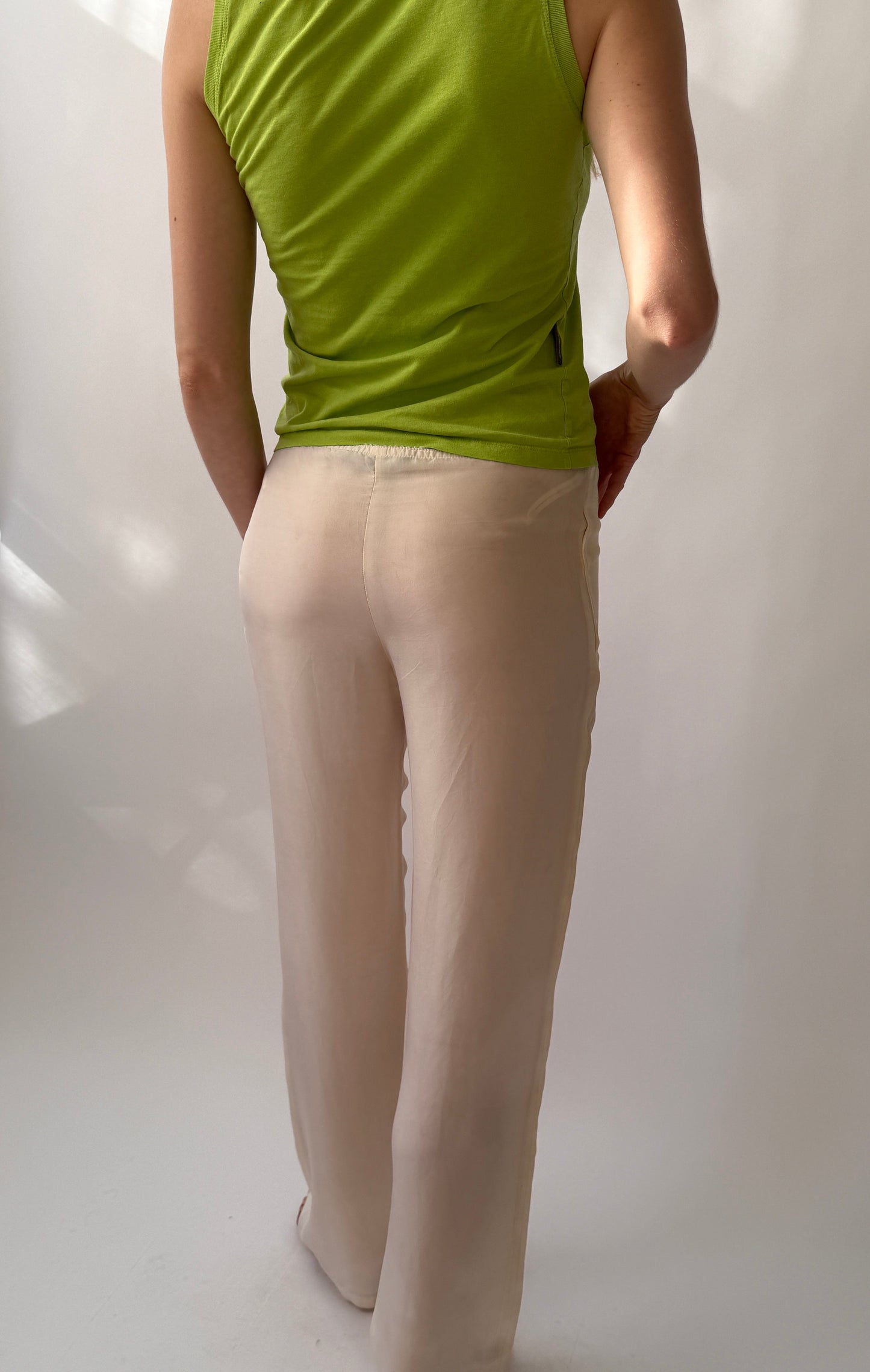 Gucci by Tom Ford 2002 White Silk Semi-Sheer Pants (XS)