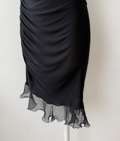 Emanuel Ungaro 2004 Black Silk Ruffle Dress (S)