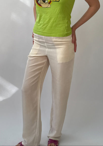 Gucci by Tom Ford 2002 White Silk Semi-Sheer Pants (XS)