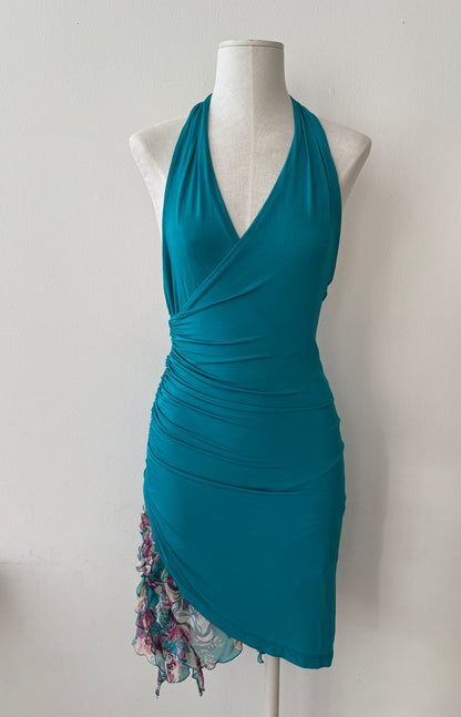 Front view of the Emanuel Ungaro Fuchsia Bodycon Dress without a scarf