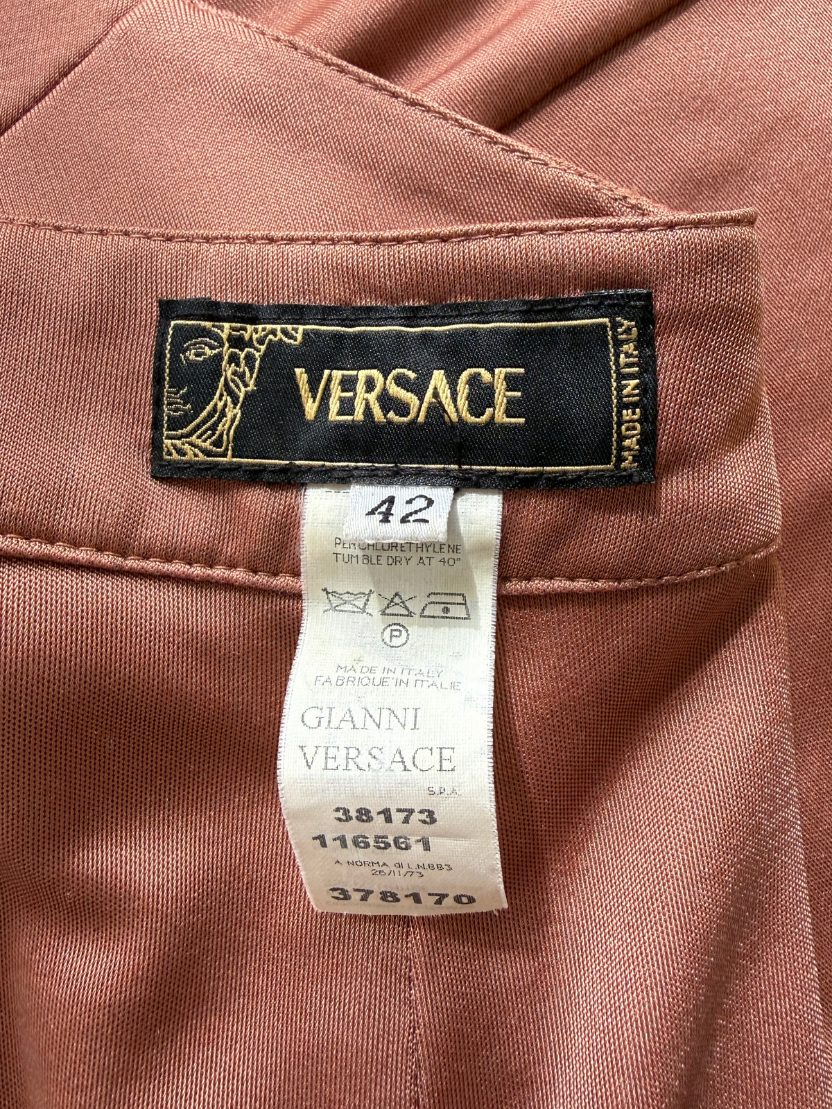 Versace 2005 Vintage Runway Brown Backless Wrap Dress (M)