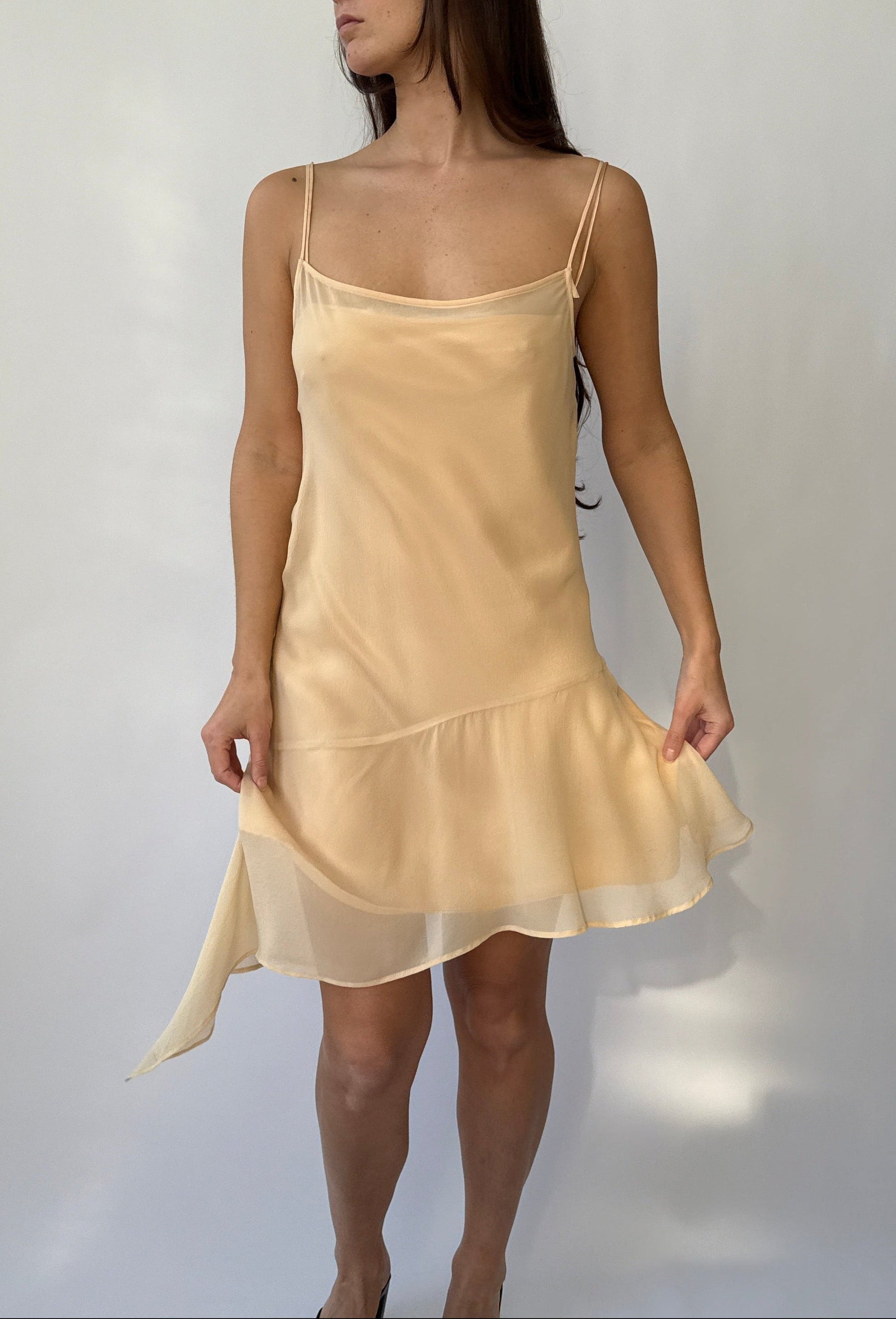 Dolce & Gabbana 1995 Gold Sheer Asymmetric Slip Dress (S-L) Rixt Archives Dolce & Gabbana 1995 Gold Sheer Asymmetric Slip Dress (S-L) Rixt Archives