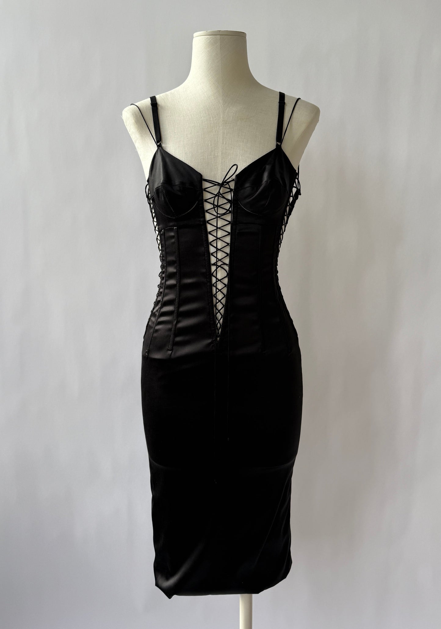 Front view photo of the Dolce & Gabbana 2003 Bond Girl Dress on a mannequin