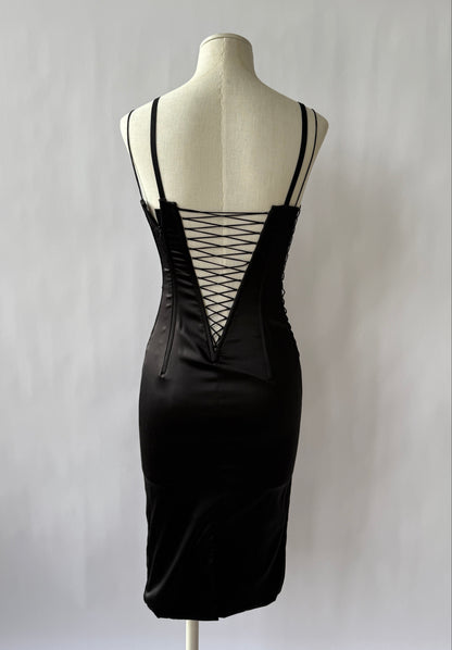 Back view of the Dolce & Gabbana 2003 Lace up Dress on a mannequin
