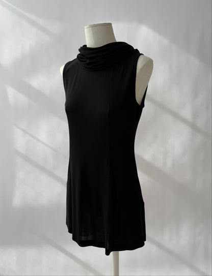 The Dolce & Gabbana 1996 Runway Hooded Mini Dress seen from the front on a mannequin.