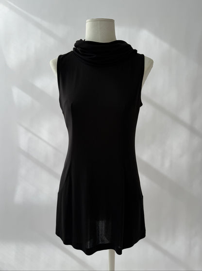 Full length photo of the Dolce & Gabbana 1996 Runway Hooded Mini Dress seen from the front on a mannequin.