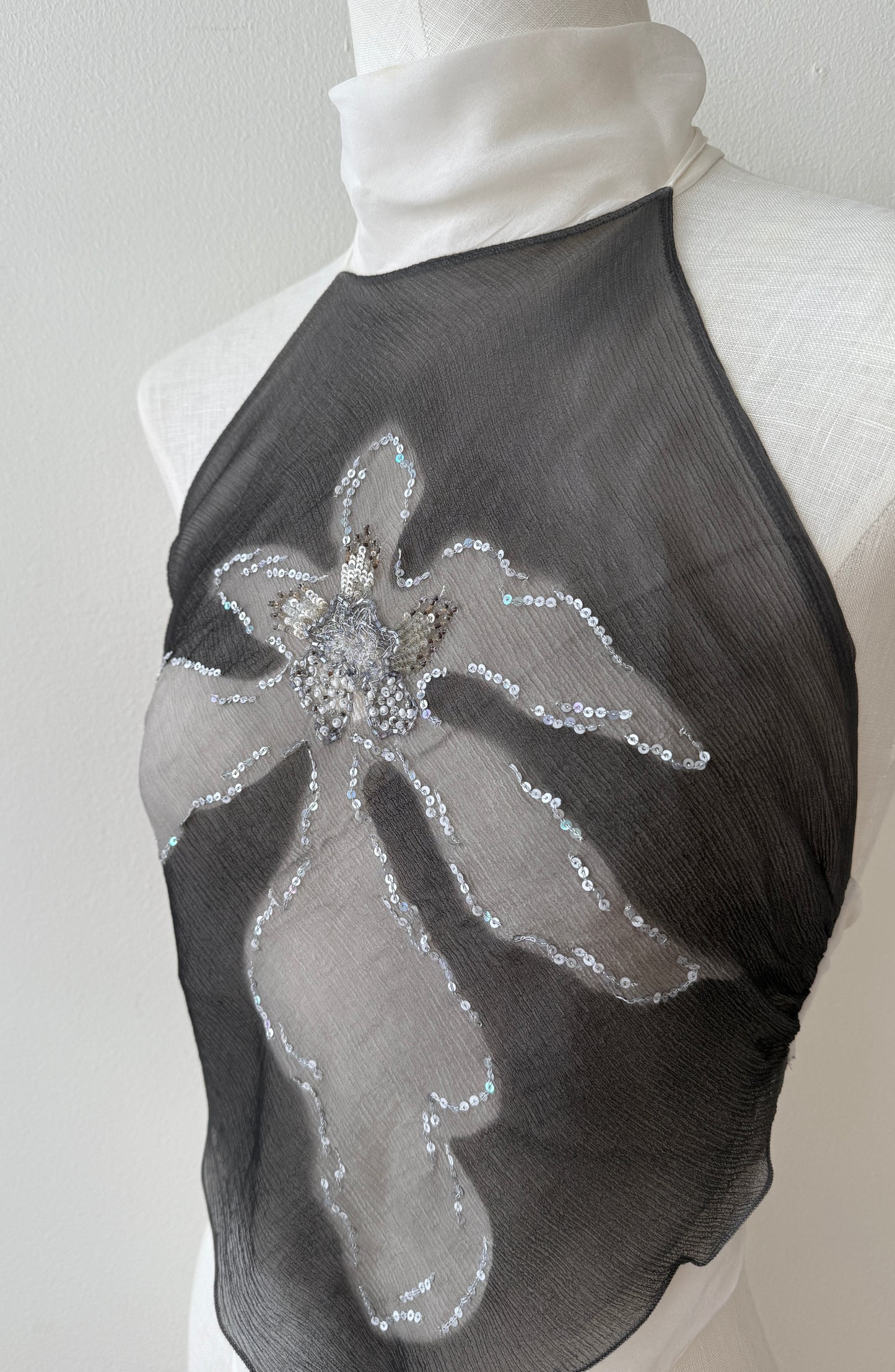 Emanuel Ungaro Fuchsia Silk Halter Open Back Flower Top (XS-L)