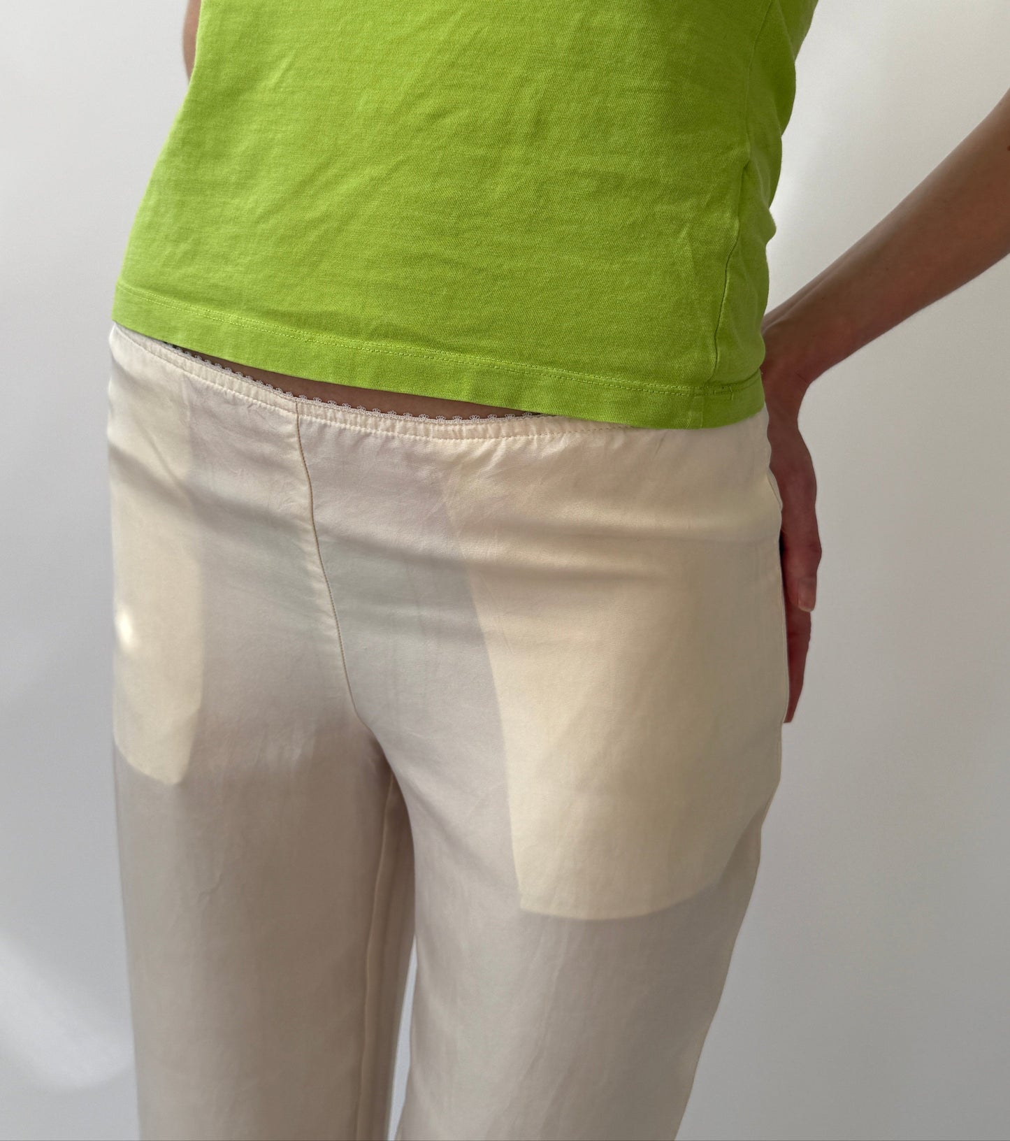 Gucci by Tom Ford 2002 White Silk Semi-Sheer Pants (XS)
