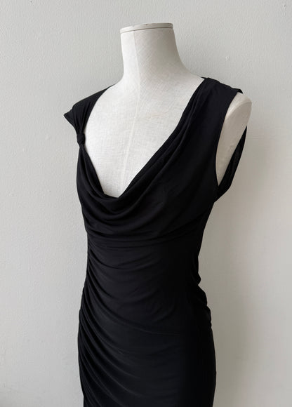 Emanuel Ungaro 2004 Black Silk Ruffle Dress (S)