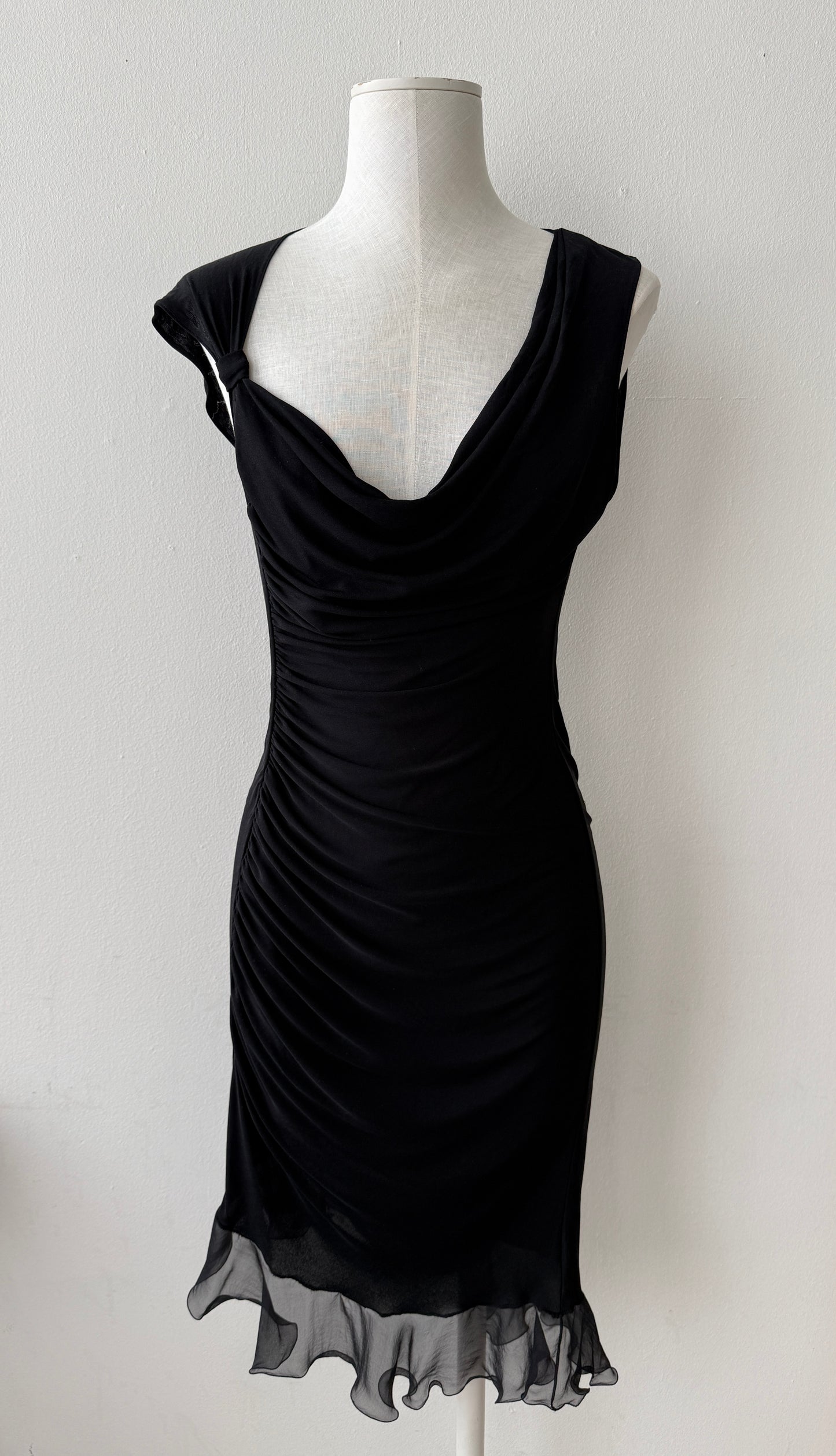 Emanuel Ungaro 2004 Black Silk Ruffle Dress (S)