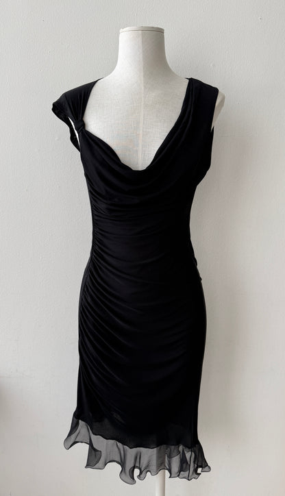 Emanuel Ungaro 2004 Black Silk Ruffle Dress (S)