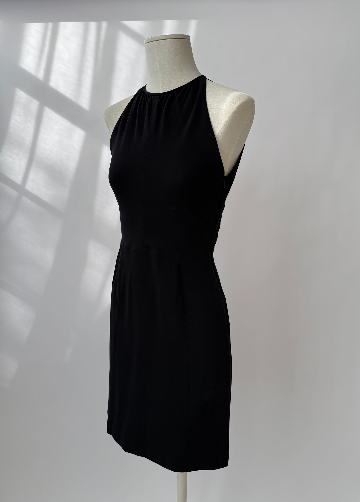 Valentino F/W 2001 Runway Black Silk Beaded Backless Mini Dress (S)