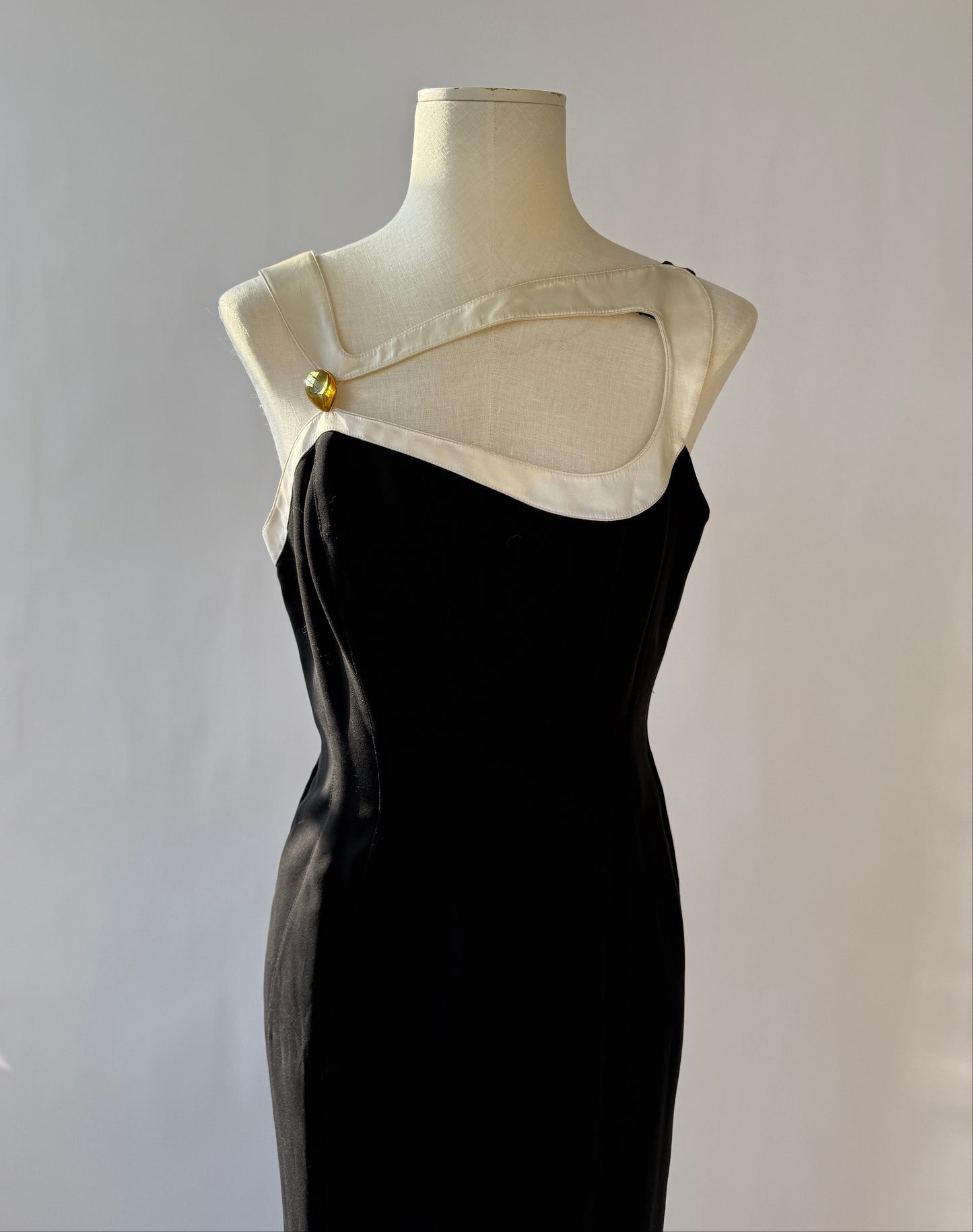 Thierry Mugler 1999 Black and White Sculptural Runway Gown (M/L)