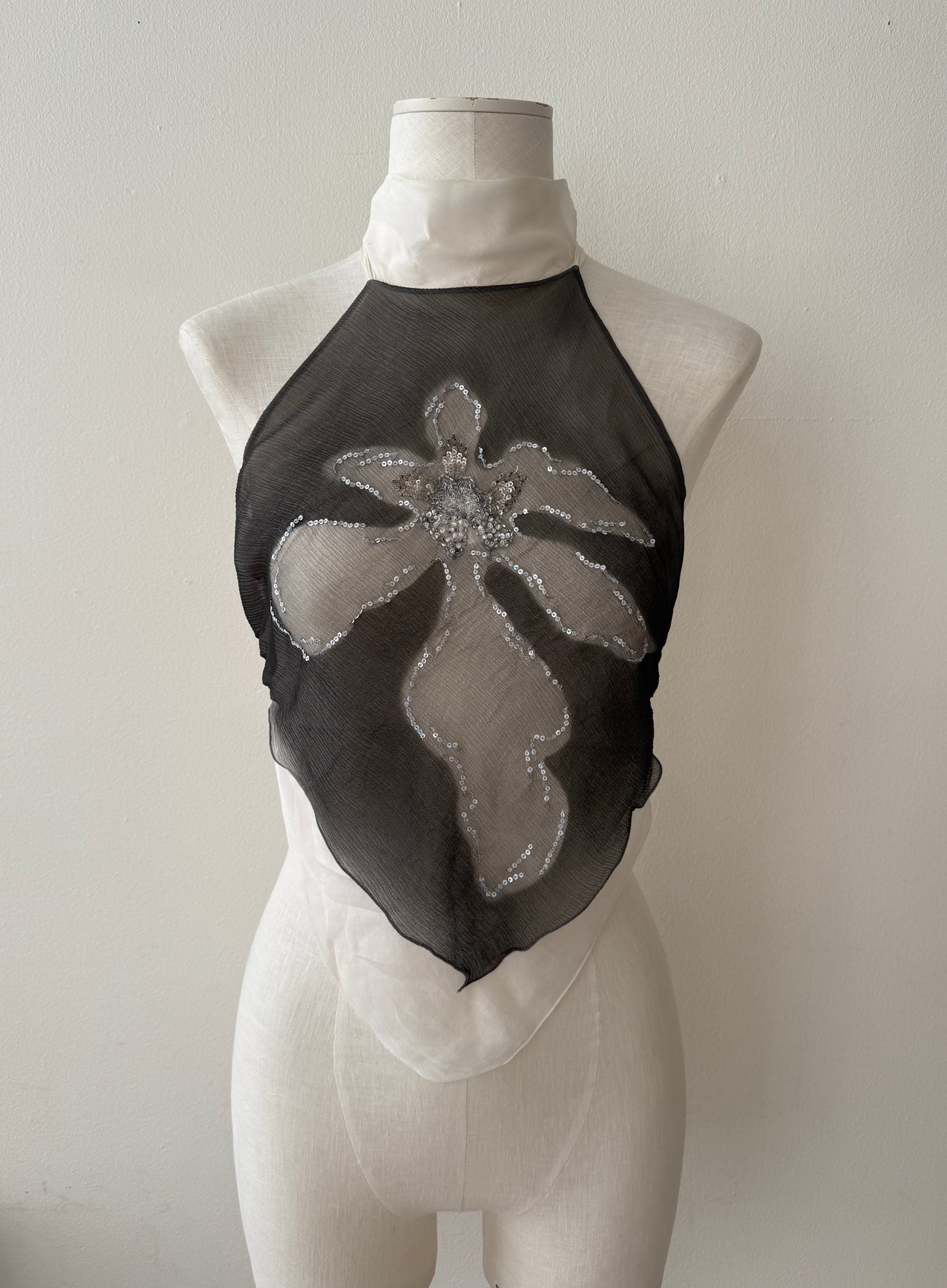 Emanuel Ungaro Fuchsia Silk Halter Open Back Flower Top (XS-L)