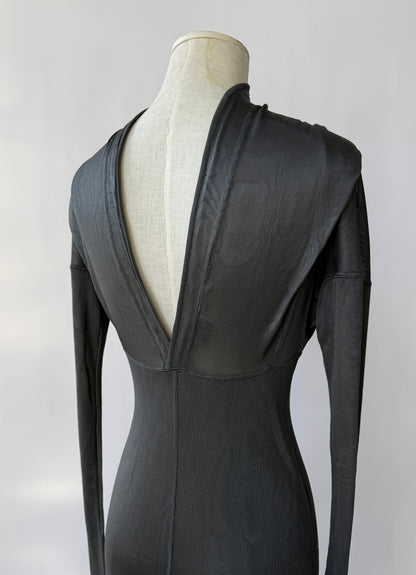 Azzedine Alaia F/W 1986 Vintage High Neck Open Back Bodycon Dress (S)
