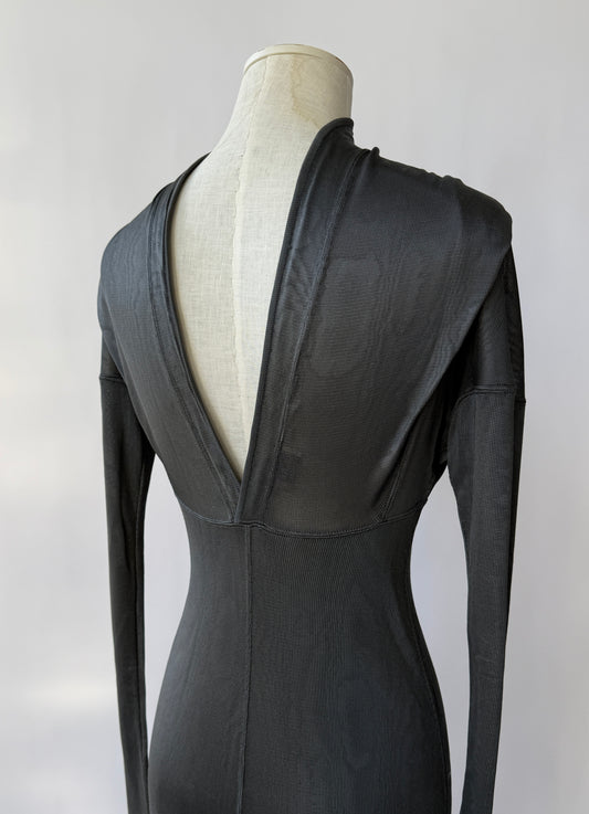 Azzedine Alaia F/W 1986 Vintage High Neck Open Back Bodycon Dress (S)