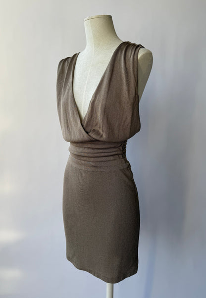 Azzedine Alaia S/S 1984 Vintage Plunging Open Back Bodycon Dress (S/M)