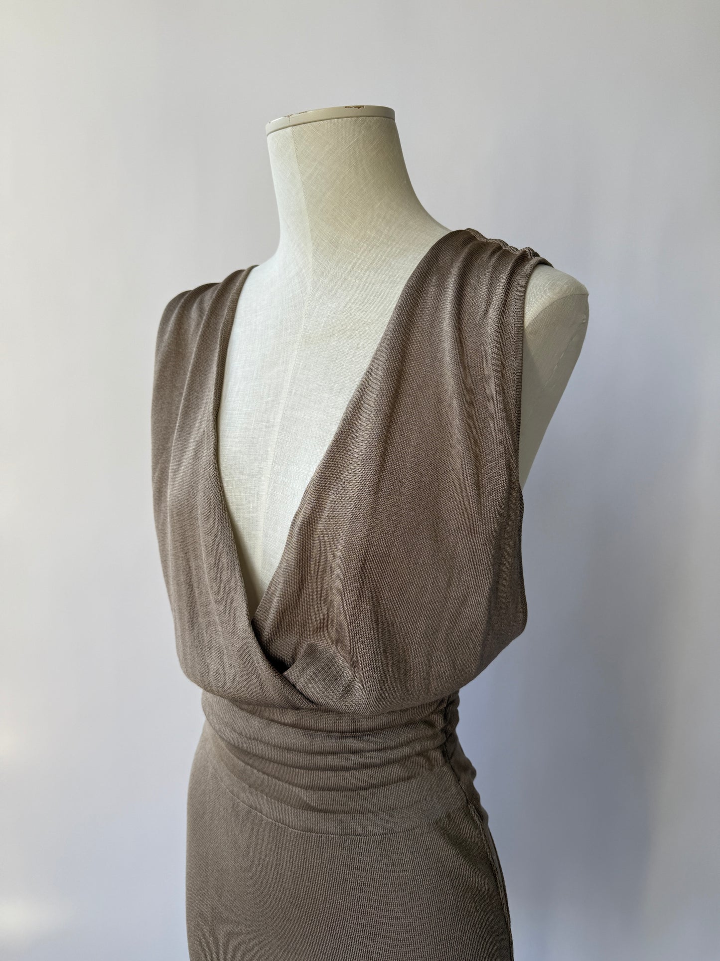 Azzedine Alaia S/S 1984 Vintage Plunging Open Back Bodycon Dress (S/M)