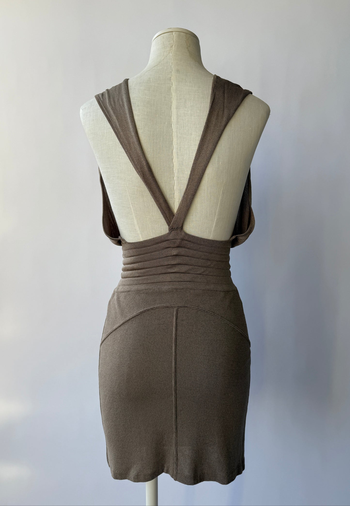 Azzedine Alaia S/S 1984 Vintage Plunging Open Back Bodycon Dress (S/M)