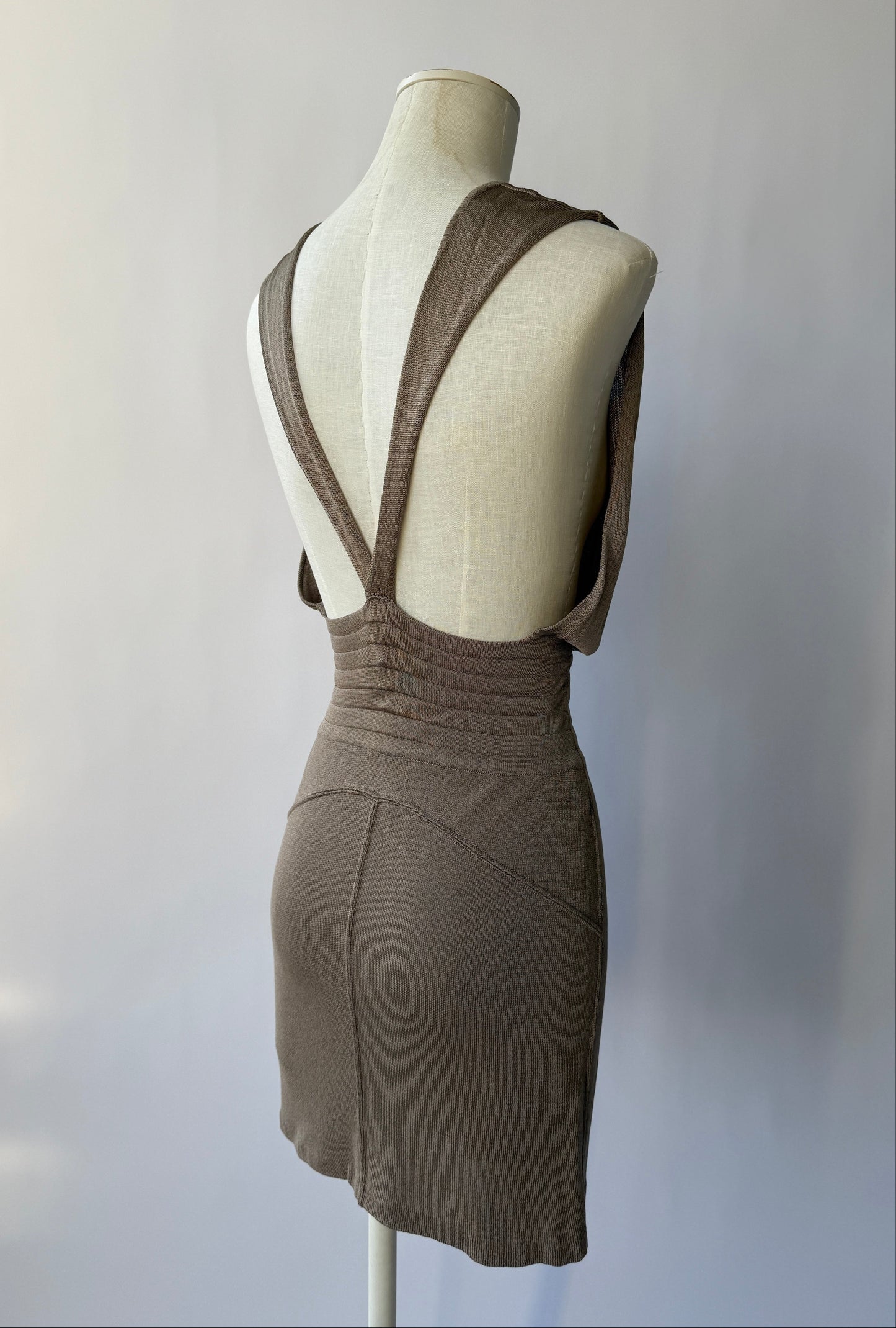 Azzedine Alaia S/S 1984 Vintage Plunging Open Back Bodycon Dress (S/M)