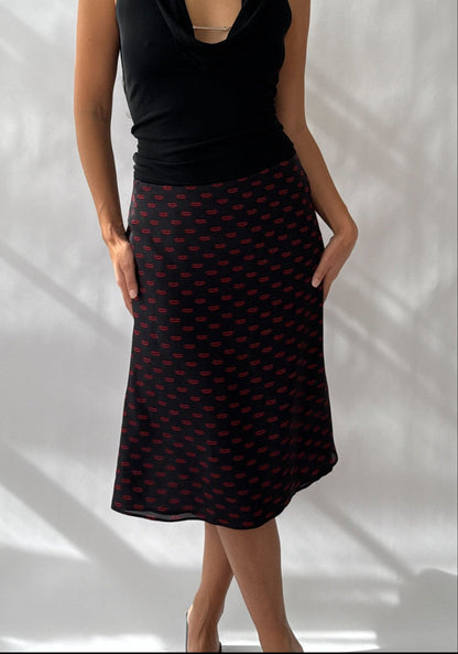 Prada 2012 Cruise Kiss Lips Print Silk Skirt (S/M)